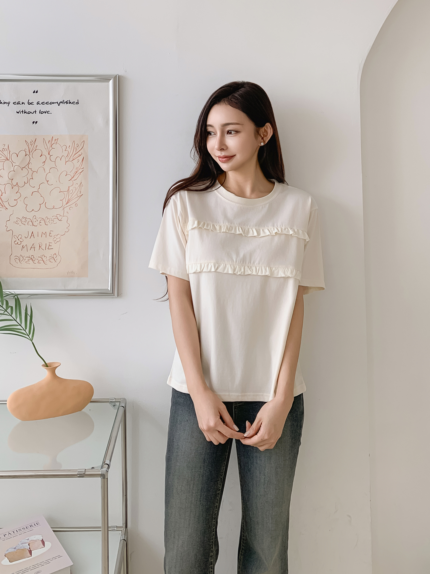 ラウンドネックフリル半袖Tシャツ | 詳細画像3