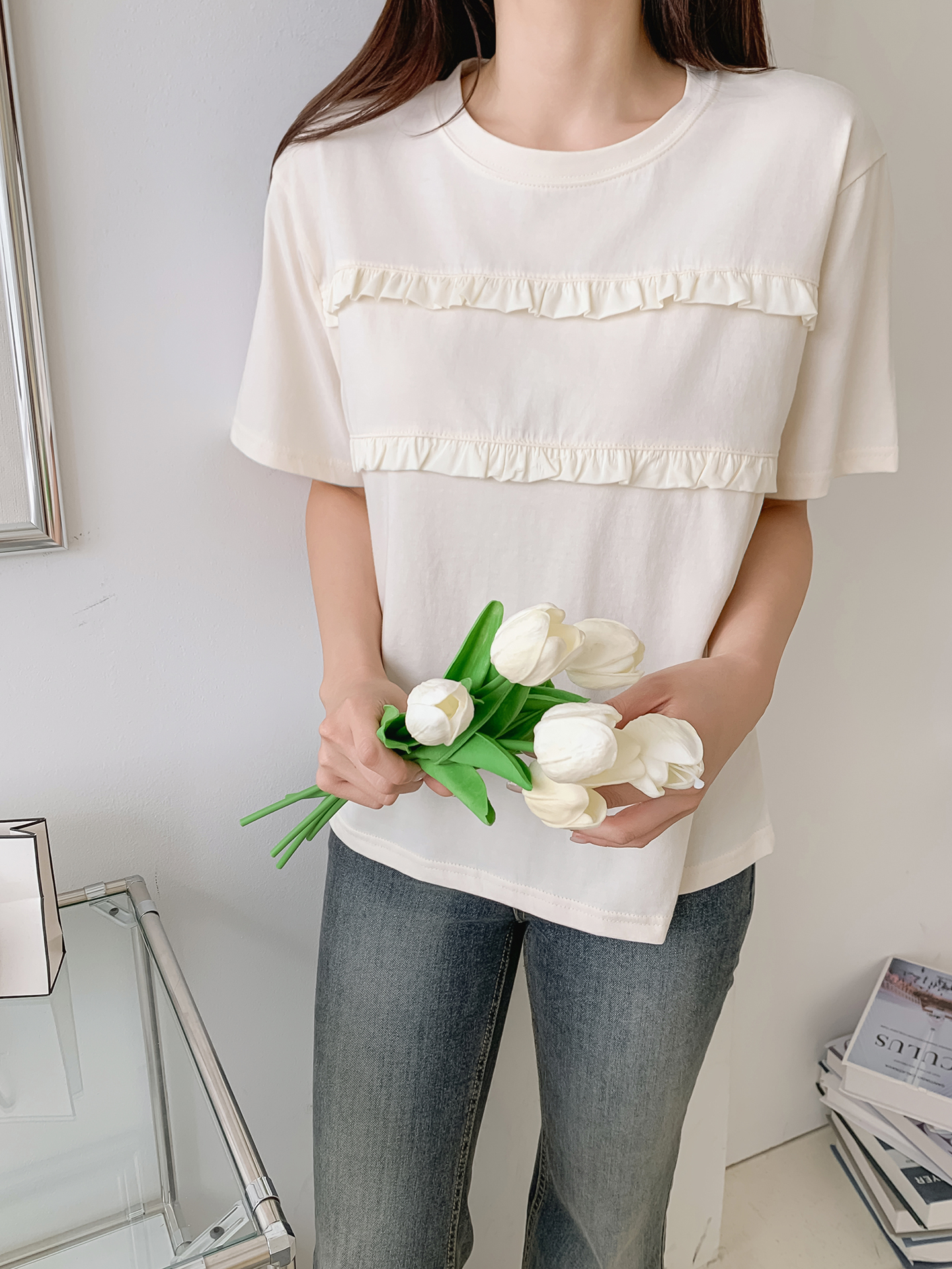 ラウンドネックフリル半袖Tシャツ | 詳細画像4