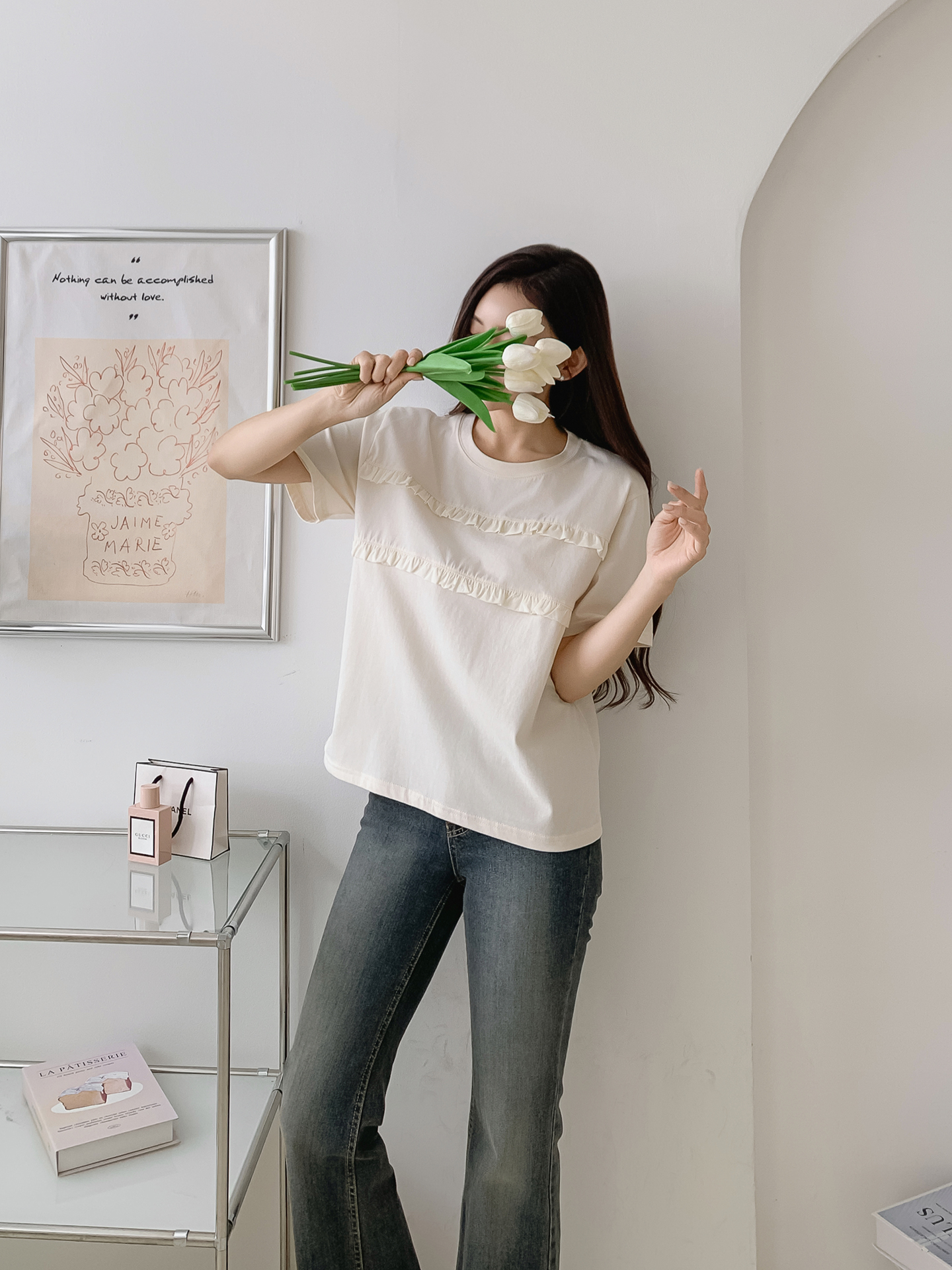 ラウンドネックフリル半袖Tシャツ | 詳細画像8