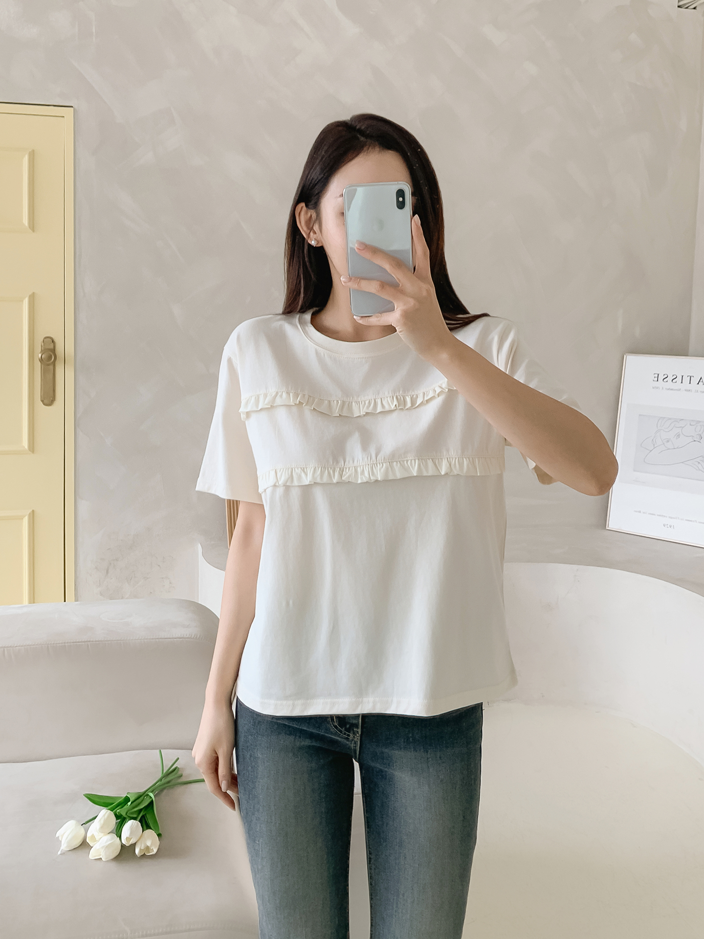 ラウンドネックフリル半袖Tシャツ | 詳細画像15
