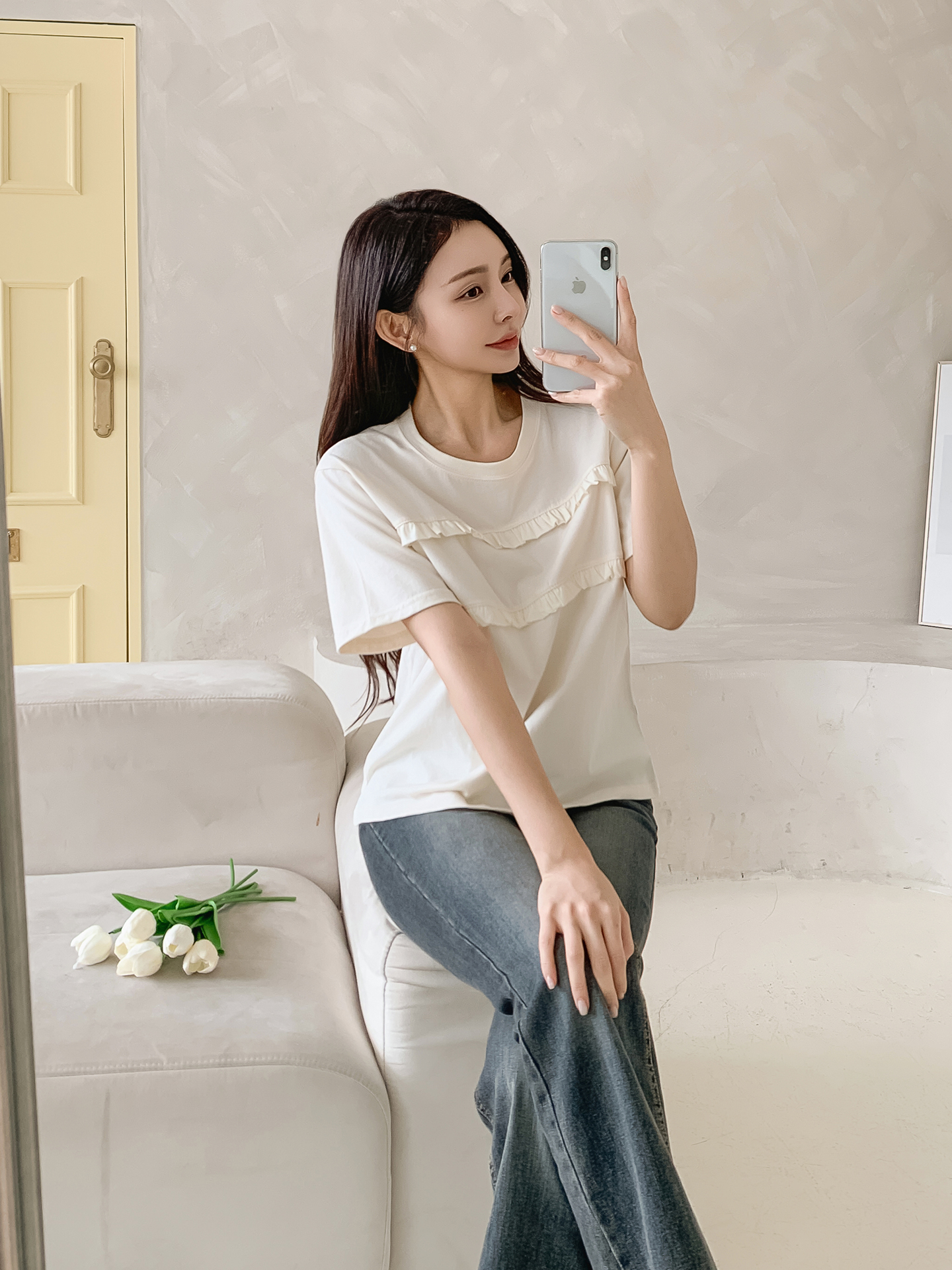 ラウンドネックフリル半袖Tシャツ | 詳細画像16