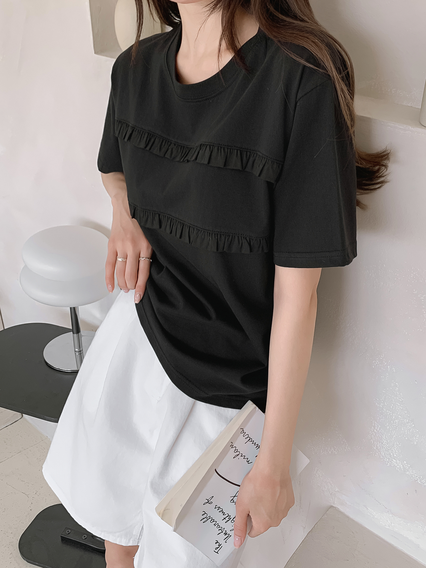 ラウンドネックフリル半袖Tシャツ | 詳細画像25