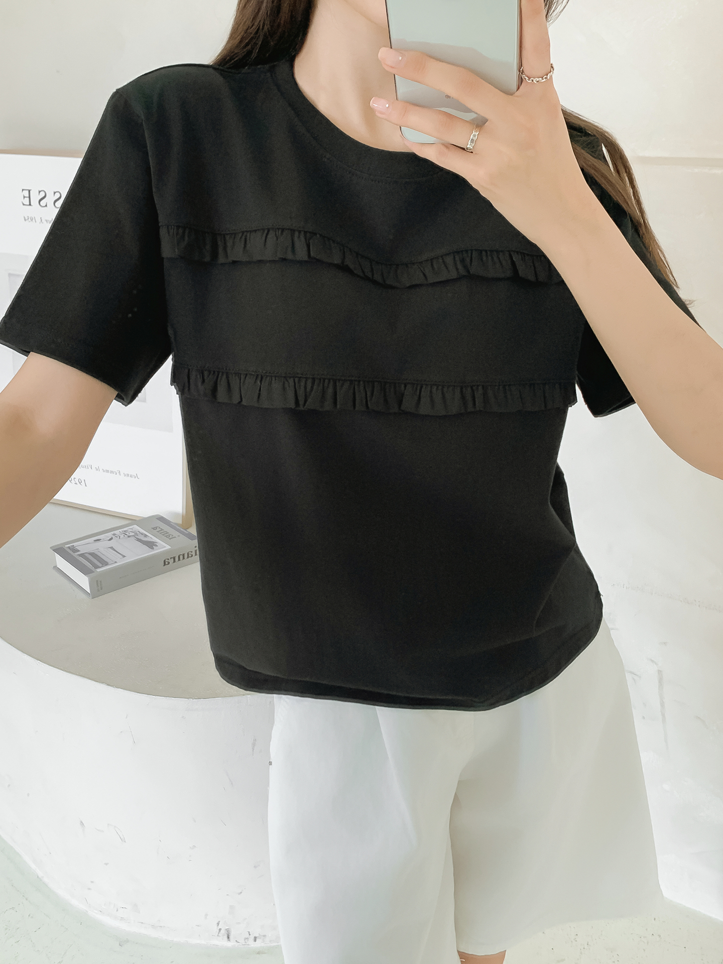 ラウンドネックフリル半袖Tシャツ | 詳細画像30