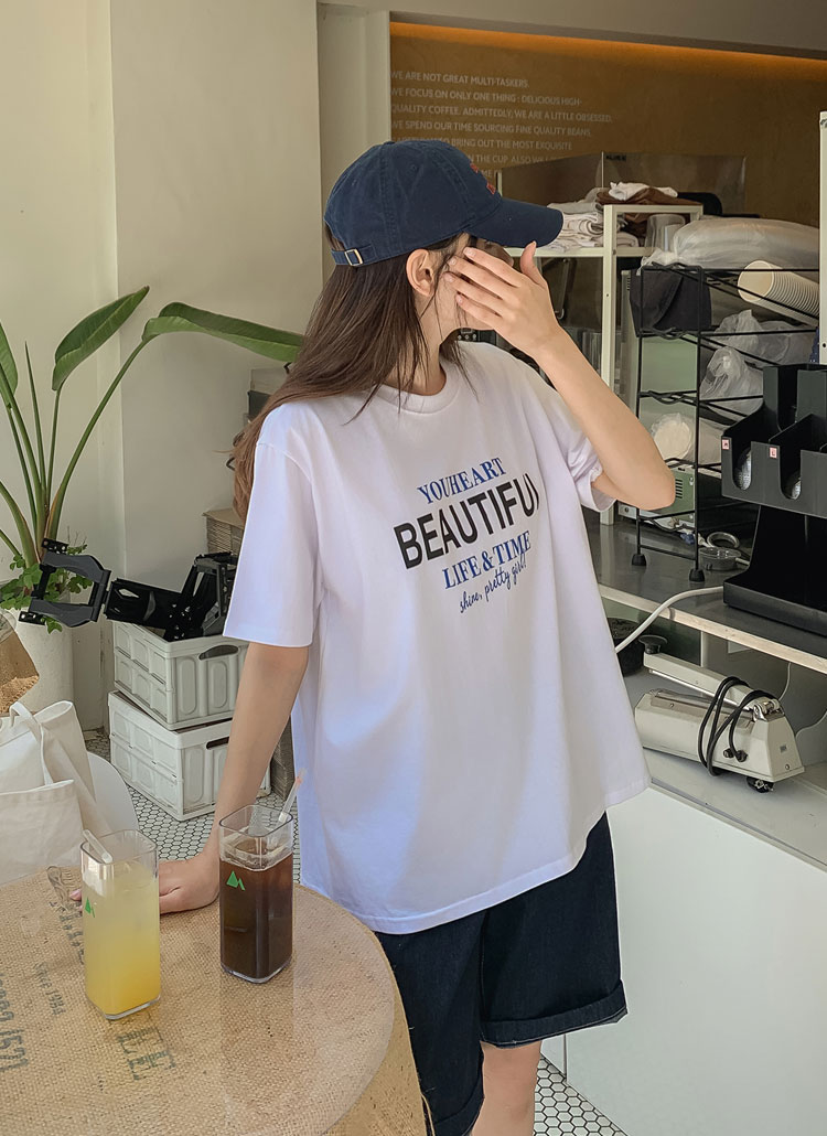 ラウンドネック半袖プリントTシャツ | レディースファッション通販
