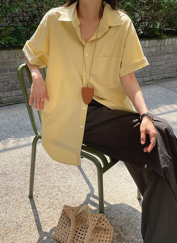 カラーオーバーサイズボタンカラーシャツ | crushj | 詳細画像1