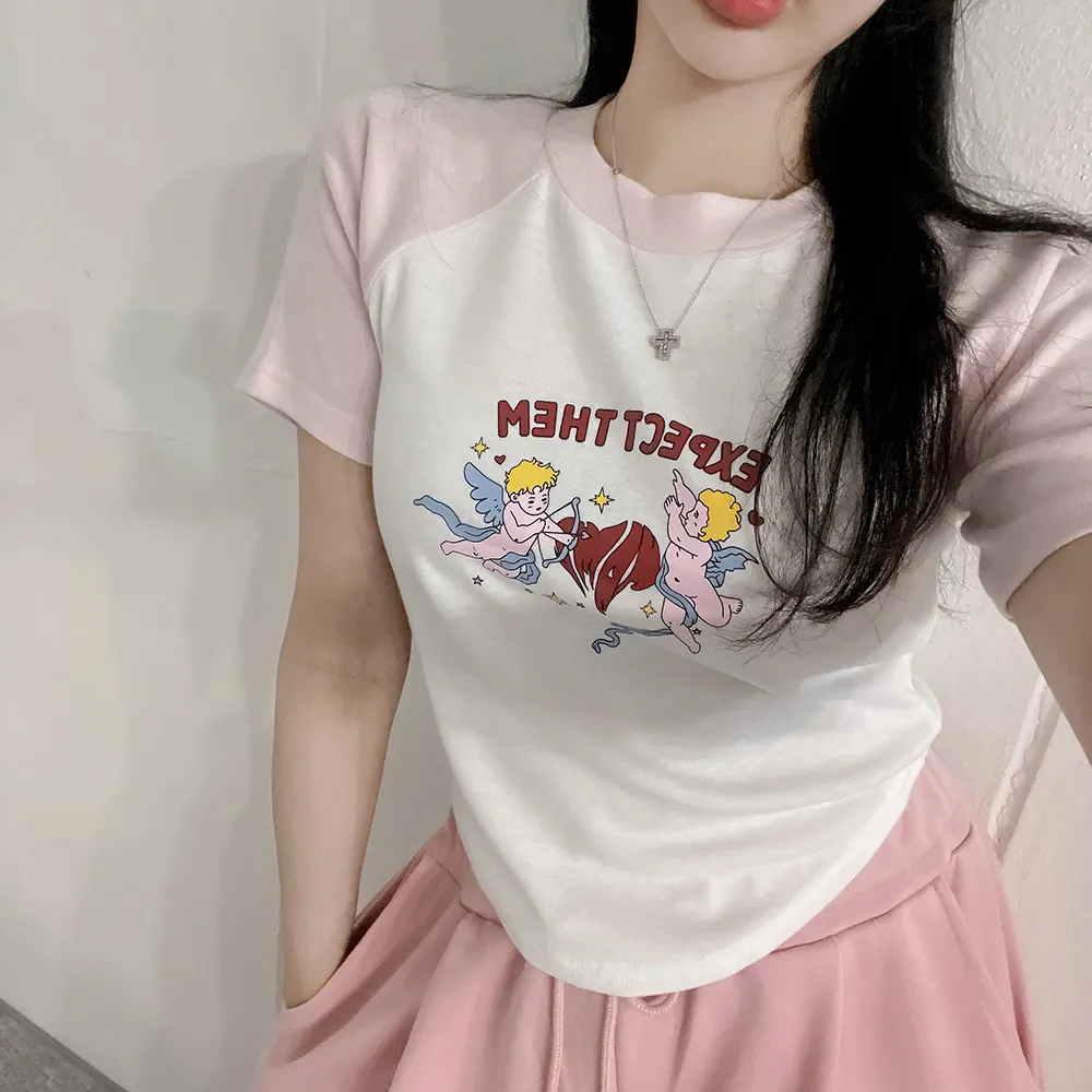 ストレッチコンビラグランクロップド半袖Tシャツ | yenangnang | 詳細画像1