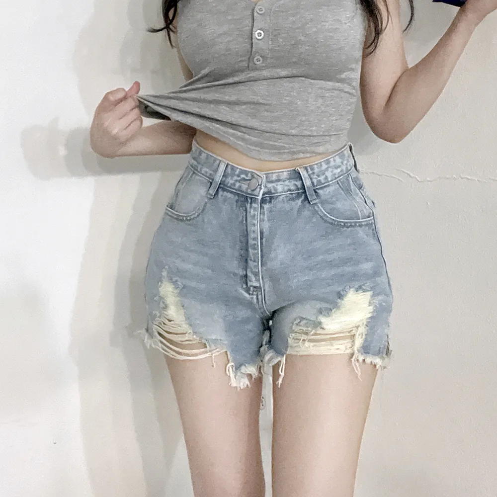 デニムショートダメージデニムパンツショートパンツ | yenangnang | 詳細画像1