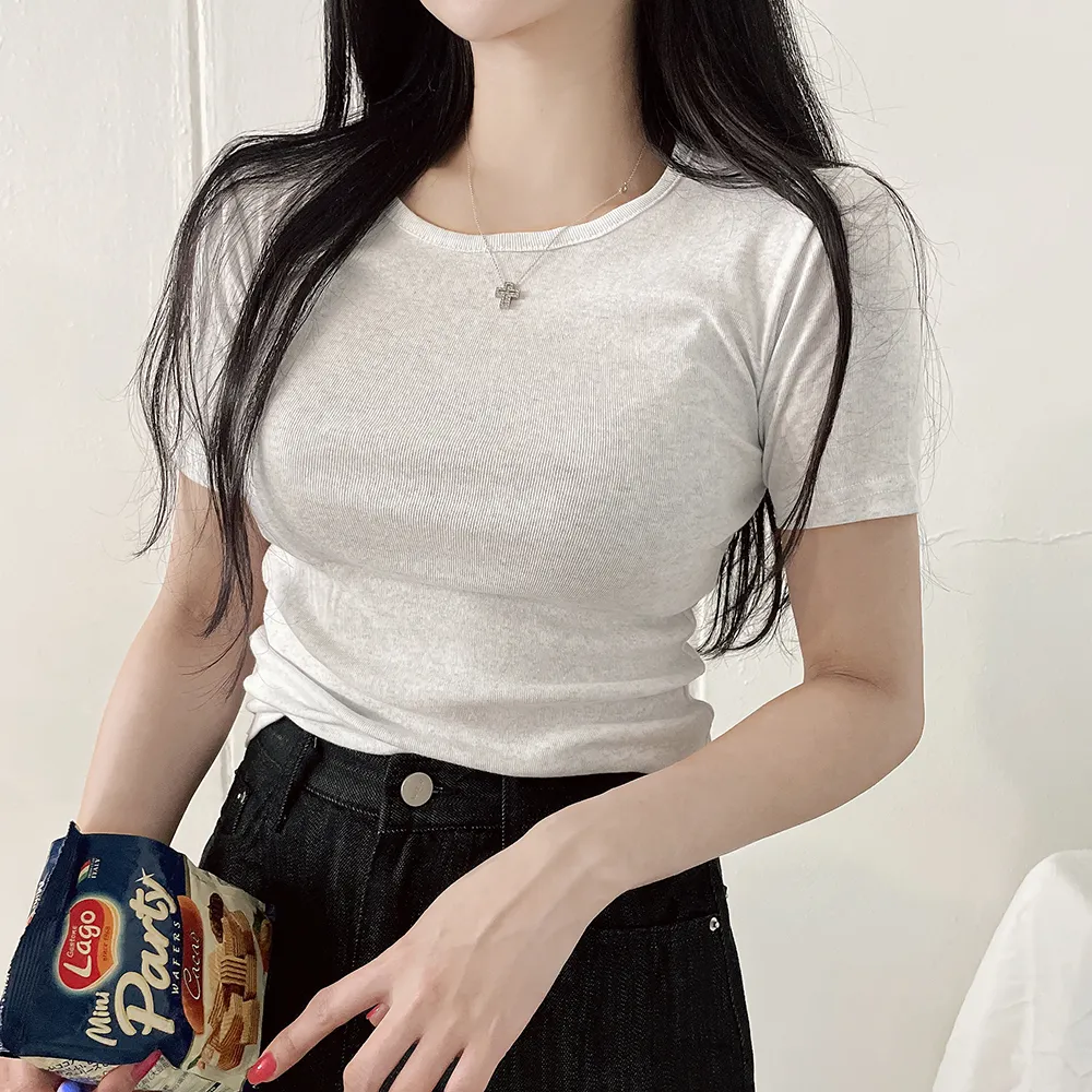 コットンUネックスリム半袖Tシャツ | yenangnang | 詳細画像1
