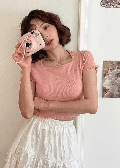 半袖スクエアネッククロップドTシャツ | SSENUNNI | 詳細画像1