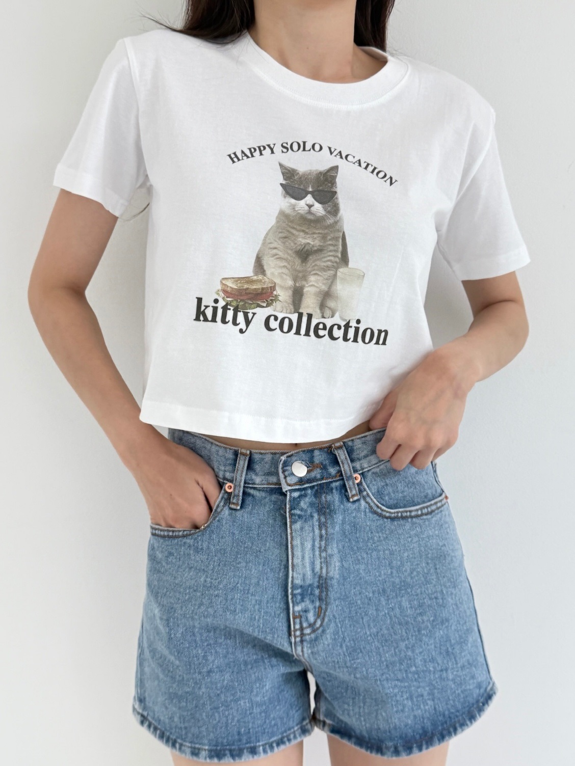 ラウンドネッククロップドプリントTシャツ | 詳細画像2