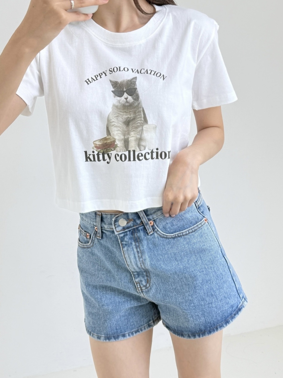 ラウンドネッククロップドプリントTシャツ | 詳細画像3