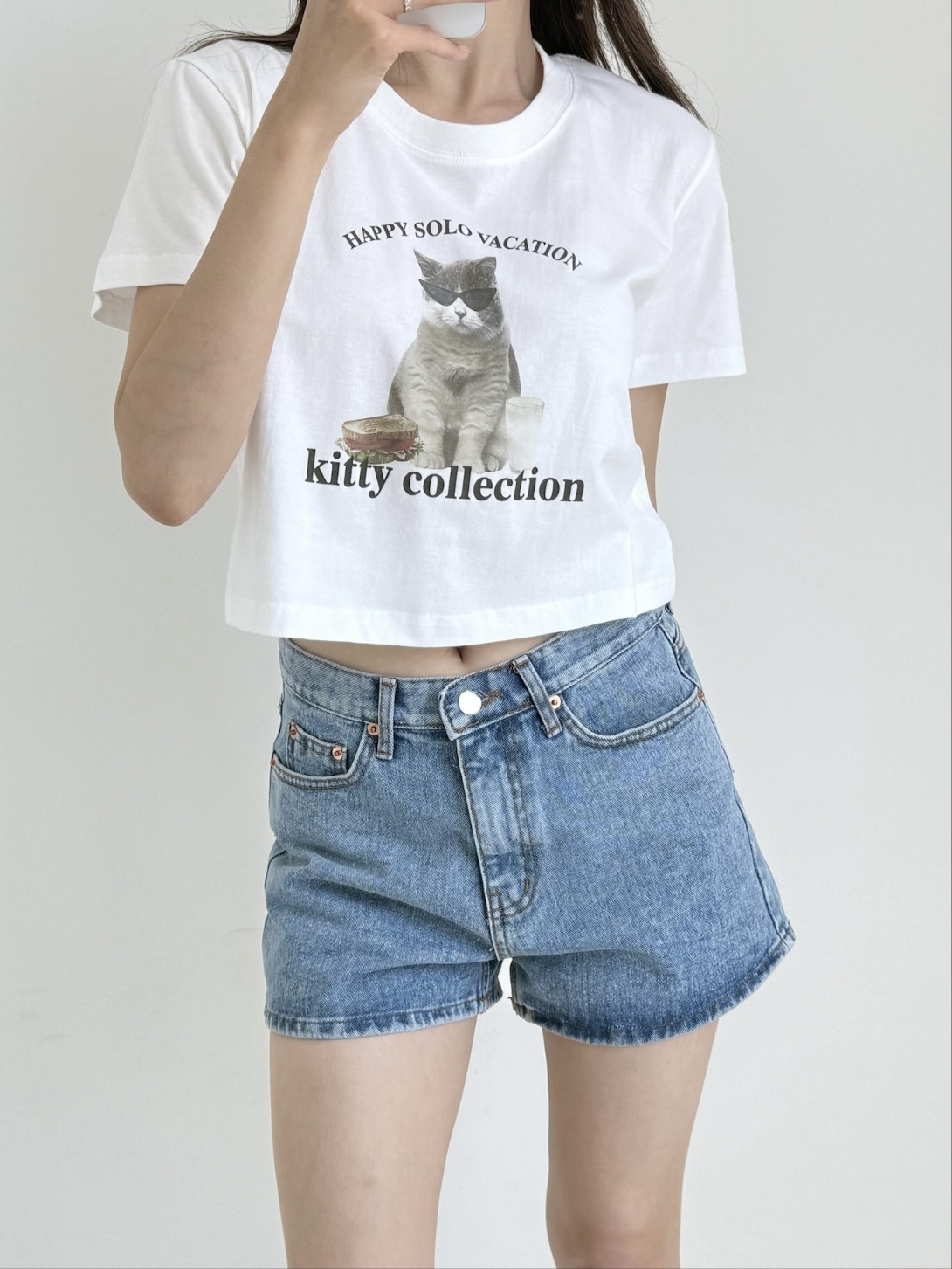 ラウンドネッククロップドプリントTシャツ | 詳細画像4