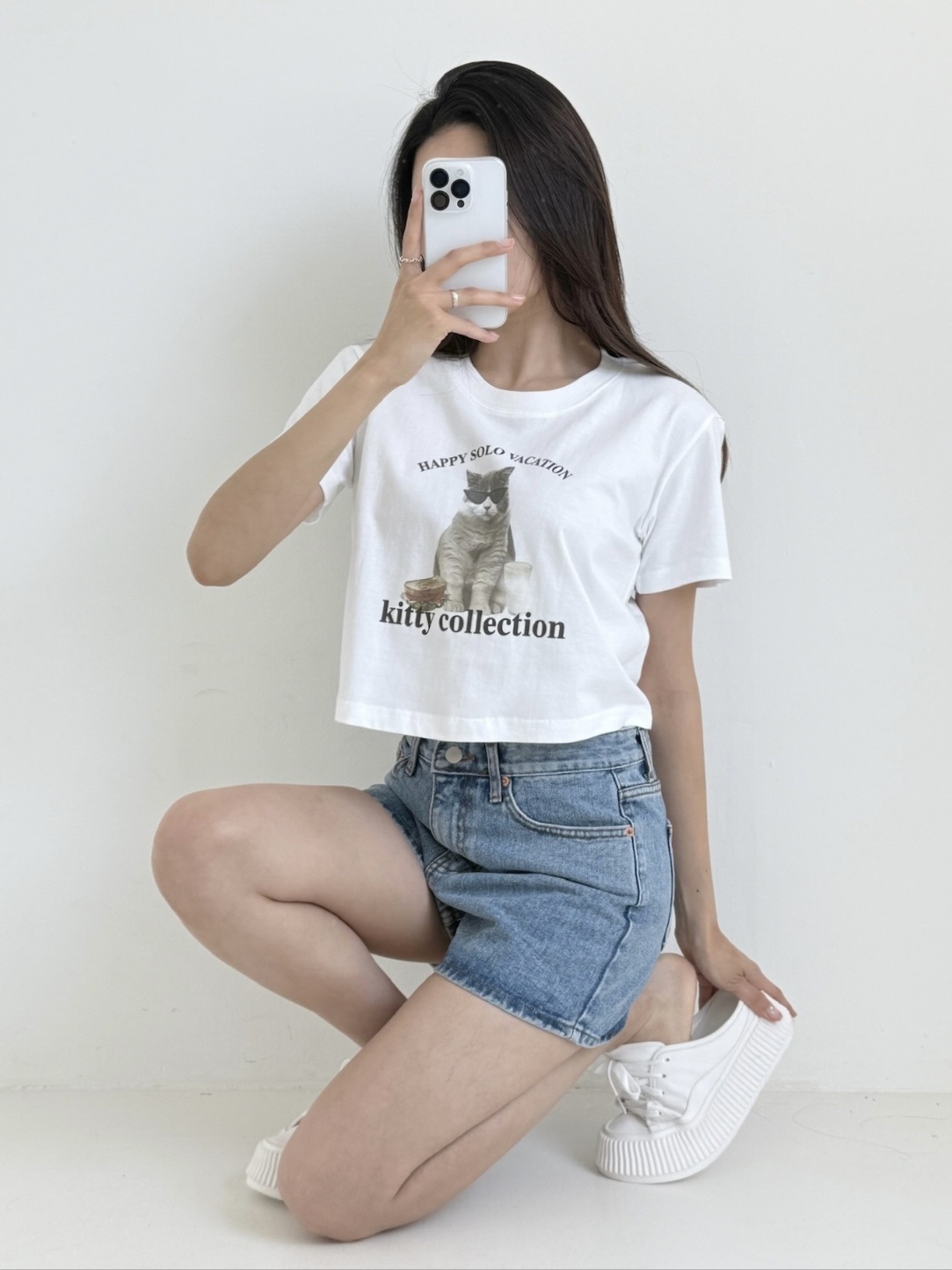 ラウンドネッククロップドプリントTシャツ | 詳細画像5