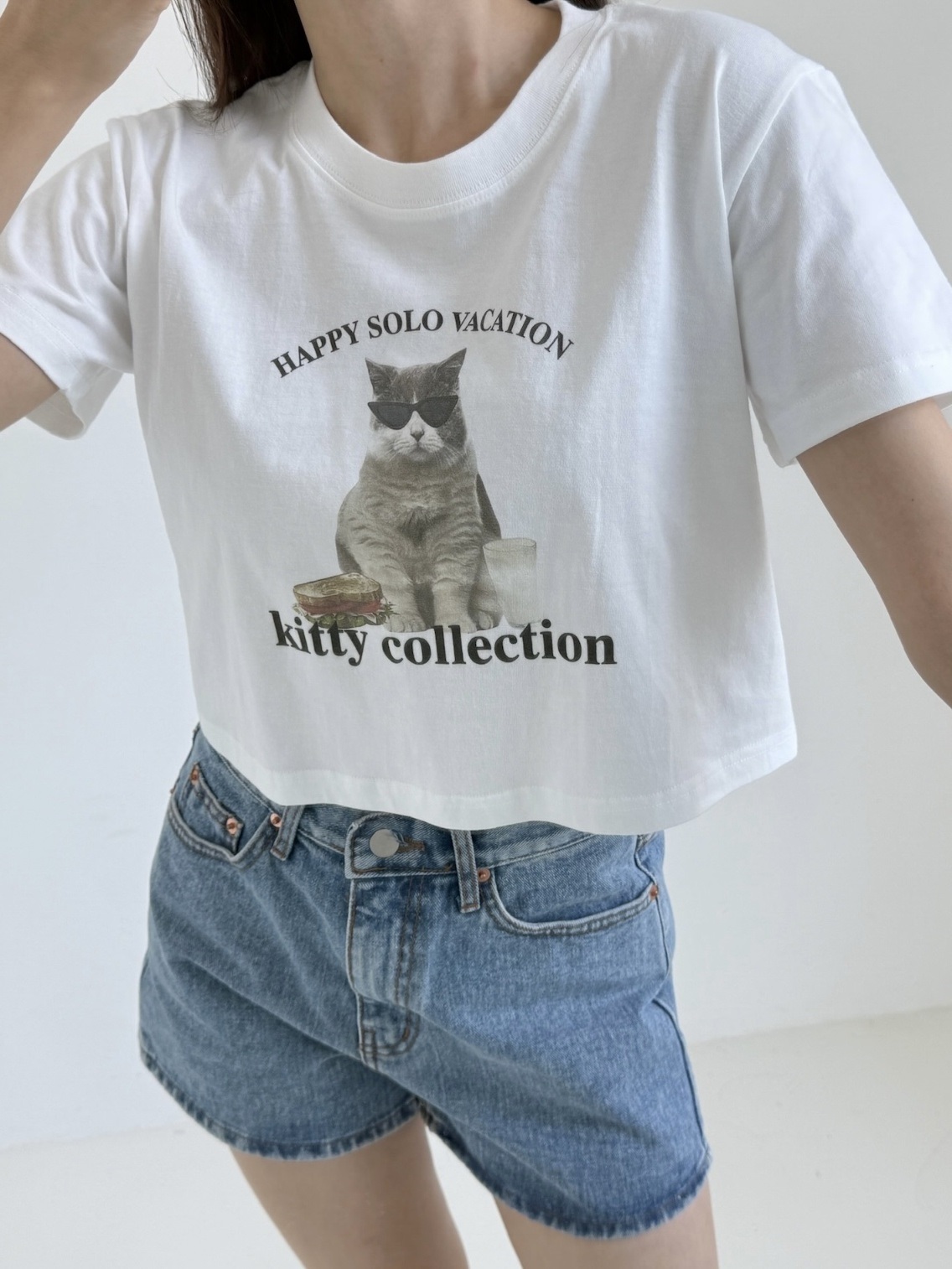 ラウンドネッククロップドプリントTシャツ | 詳細画像8