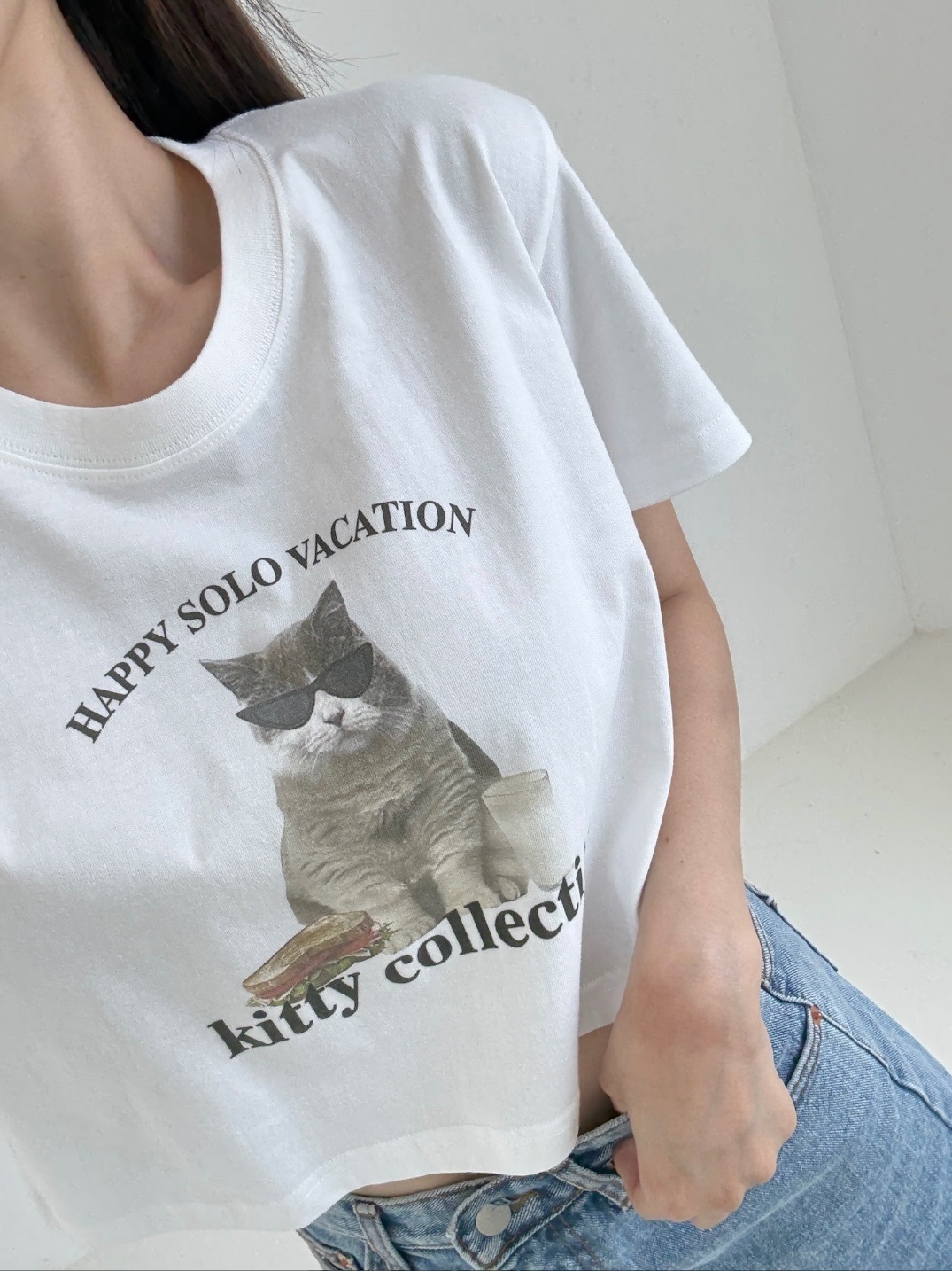 ラウンドネッククロップドプリントTシャツ | 詳細画像9