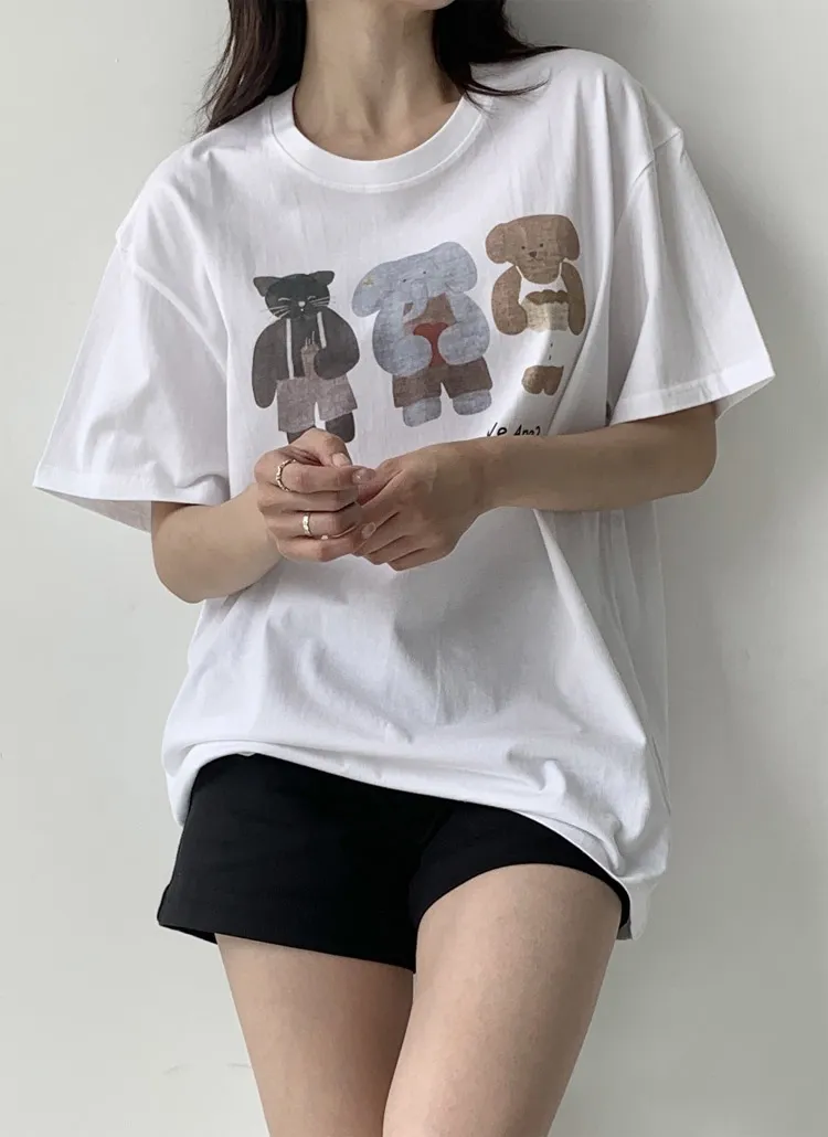 ラウンドネックボクシープリントTシャツ | 詳細画像1
