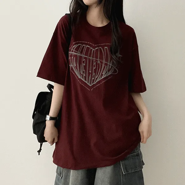 ボクシー半袖ラウンドネックロゴTシャツ | hijjoo | 詳細画像1
