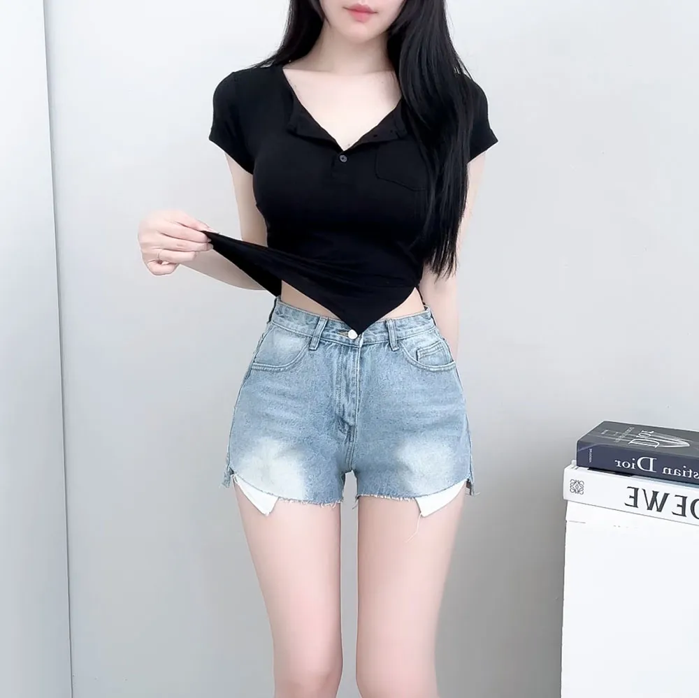 デニムウォッシングカットショートAラインデニムパンツショートパンツ | auvezay | 詳細画像1