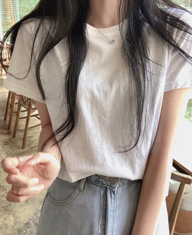 半袖ラウンドネック無地Tシャツ | ROMANTICLINE | 詳細画像1