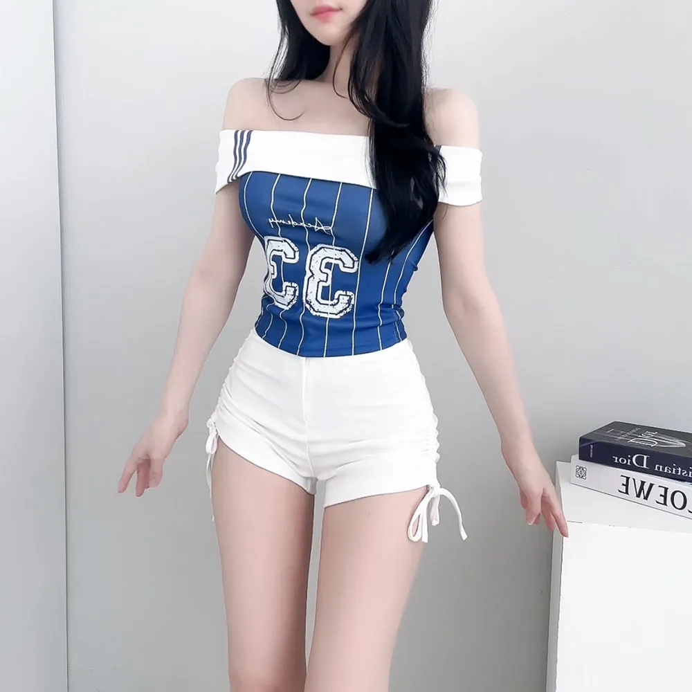 クロップドスリムトラックロゴ配色チューブトップ | auvezay | 詳細画像1