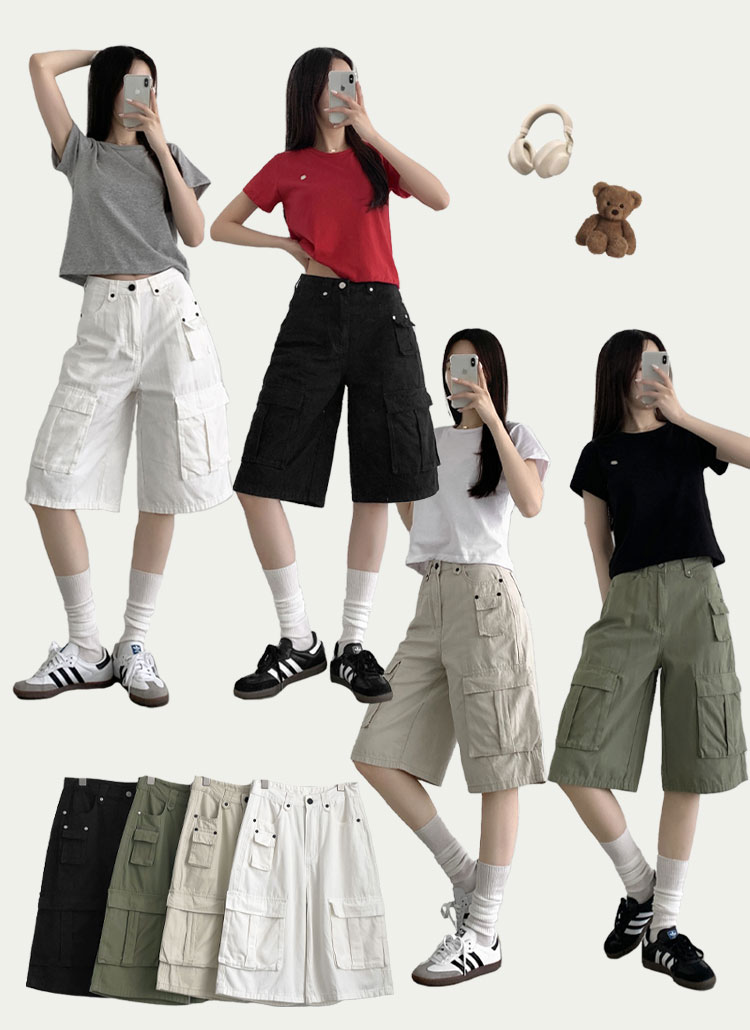DT♪ FIDA カーゴスタイルのバミューダ ショートパンツ 関税込 選べる丈]カーゴバミューダショートパンツ | レディース