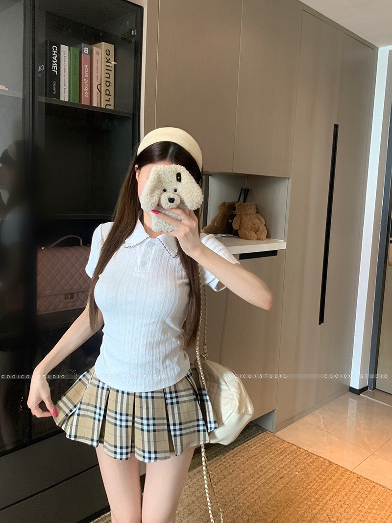 スリムカラーポイント半袖ニット | 詳細画像6