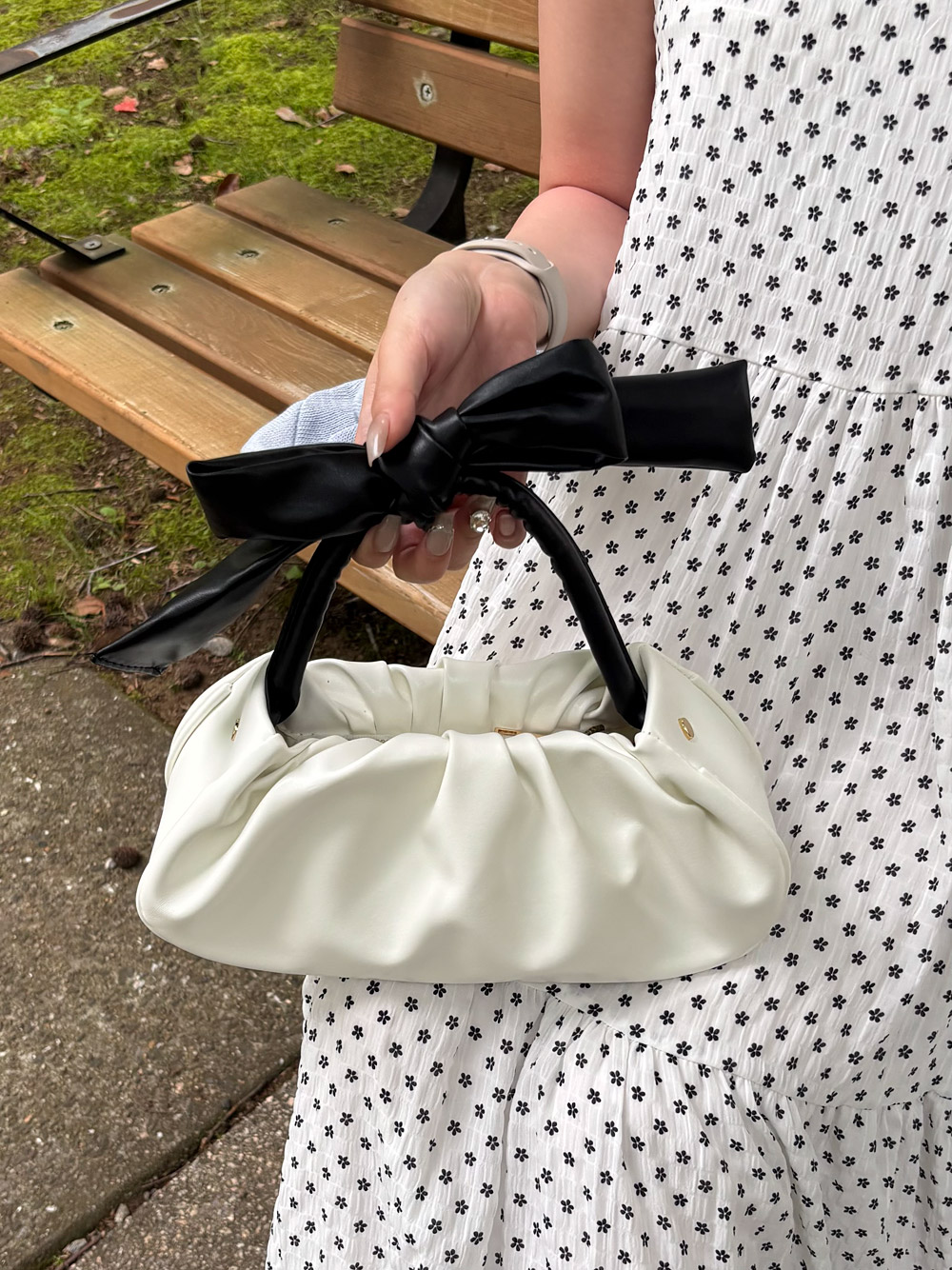 配色リボンハンドルエコレザーバッグ | 詳細画像3