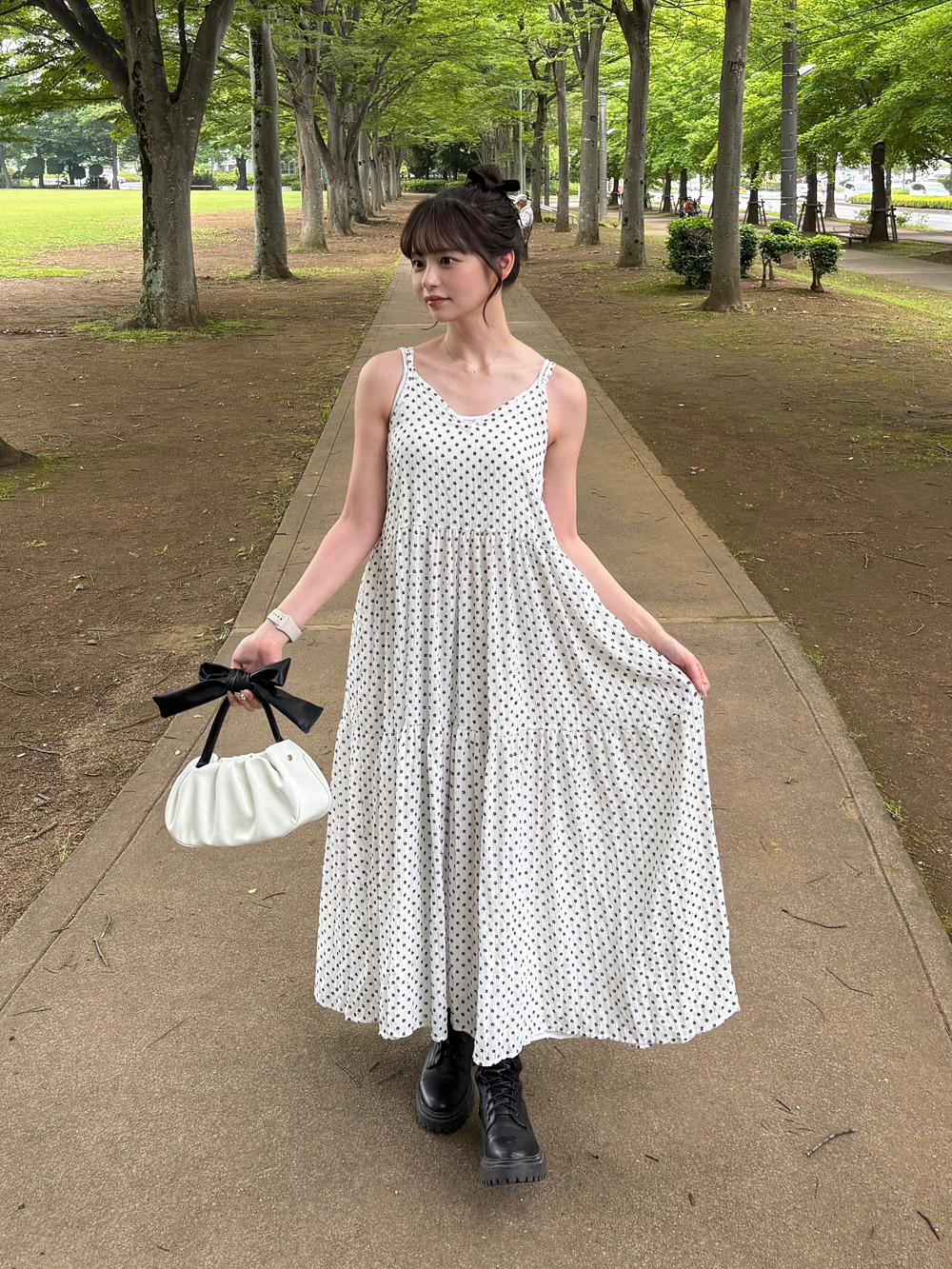 配色リボンハンドルエコレザーバッグ | 詳細画像4