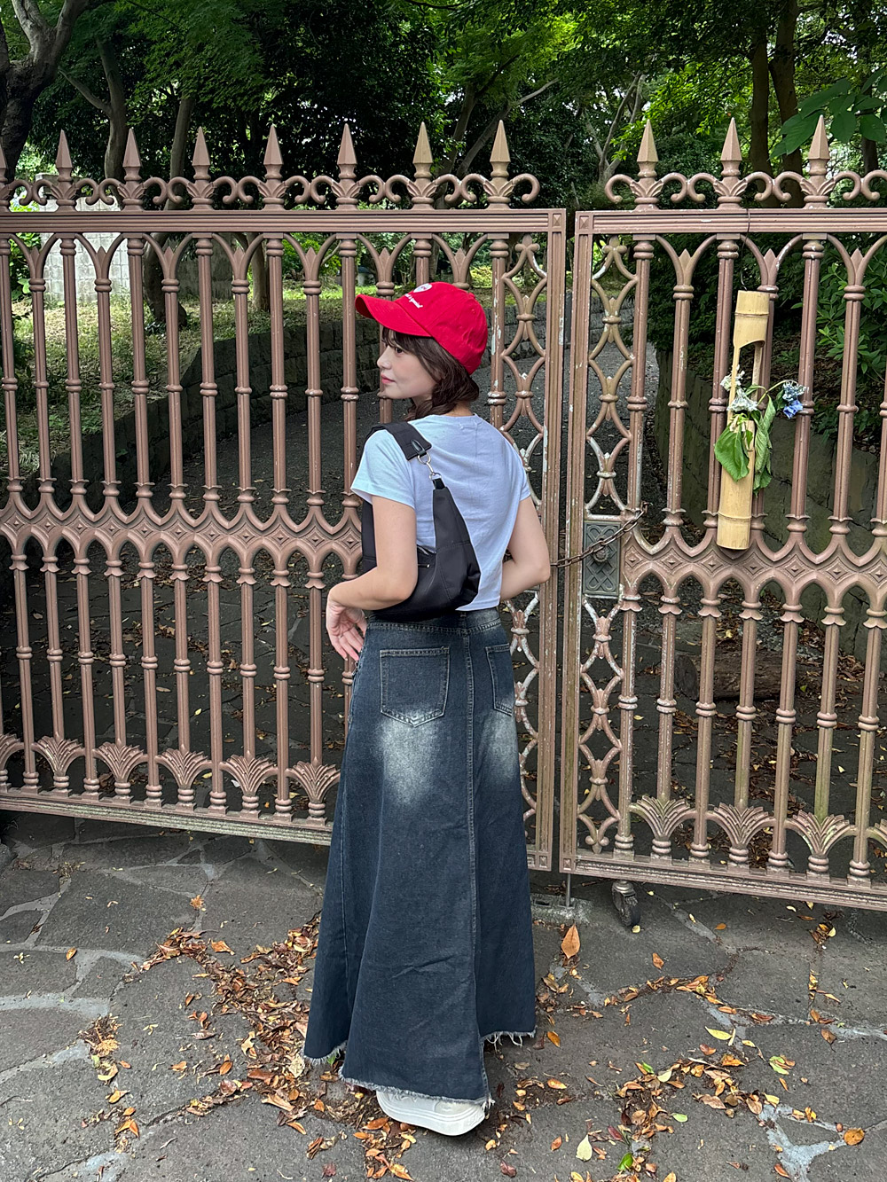 ハート刺繍レタリングクロップド半袖Tシャツ | 詳細画像7