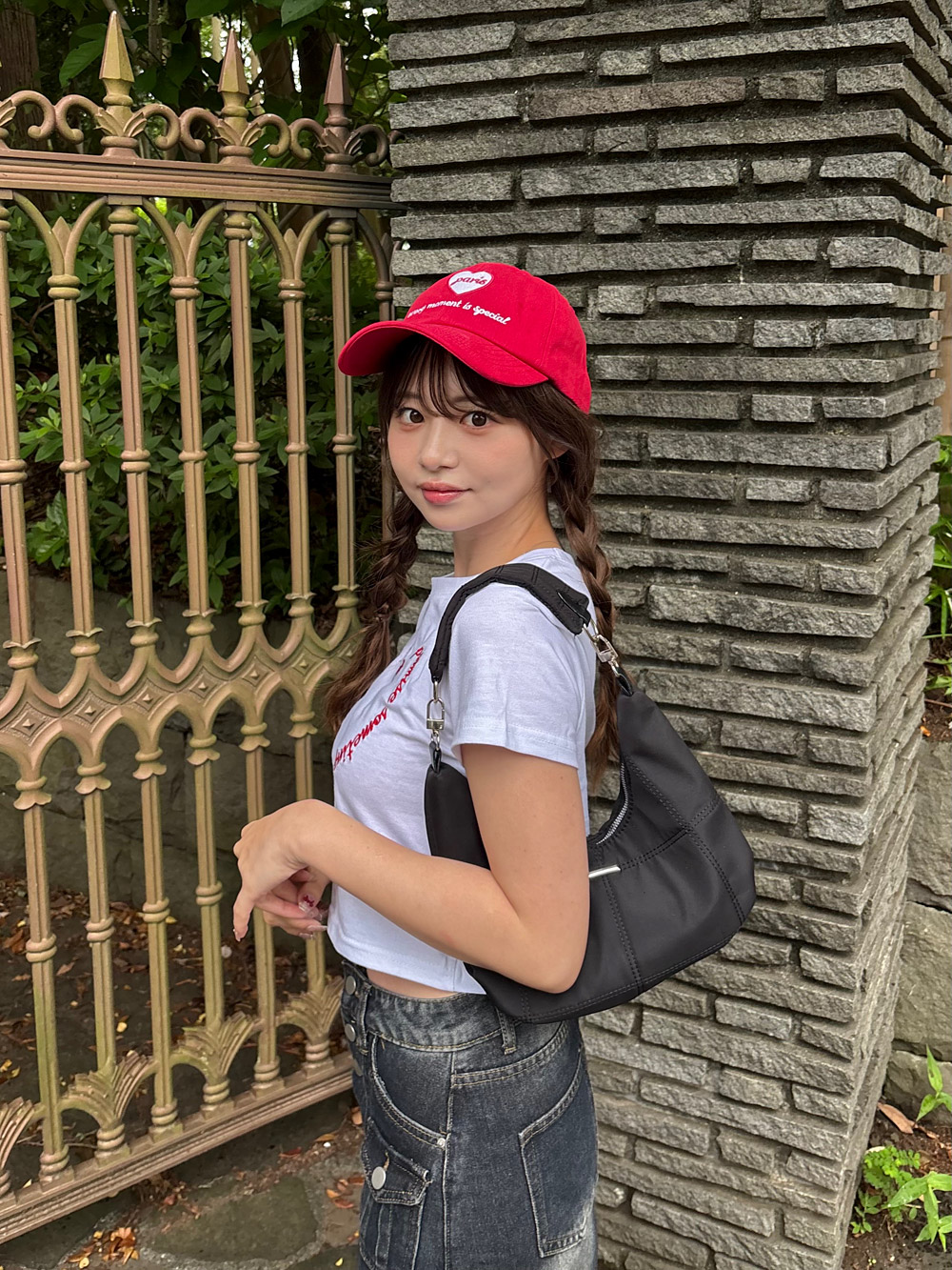 ハート刺繍レタリングクロップド半袖Tシャツ | 詳細画像10