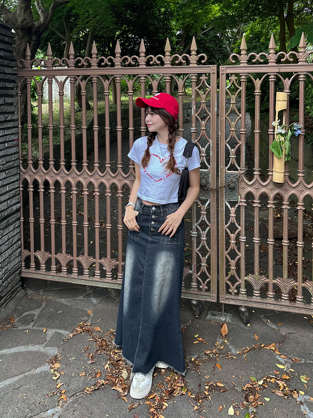 ハート刺繍レタリングクロップド半袖Tシャツ | 詳細画像15