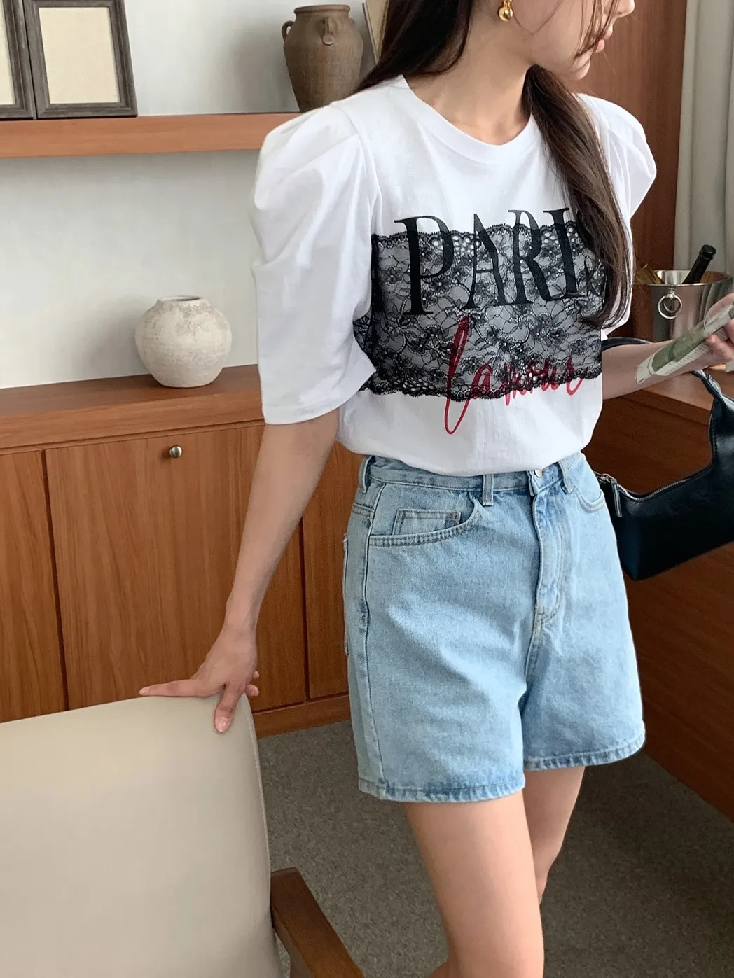 ラウンドネックロゴレースTシャツ | 詳細画像1