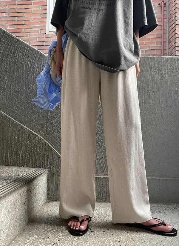 ウエストゴムワイド無地パンツ | crushj | 詳細画像1