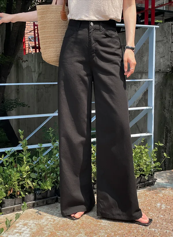 ワイドハイウエスト無地パンツ | crushj | 詳細画像1