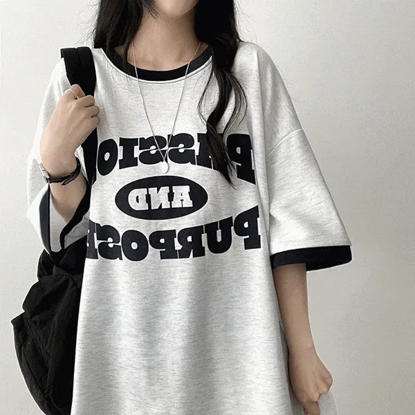 オーバーサイズ半袖ロゴ配色Tシャツ | hijjoo | 詳細画像1