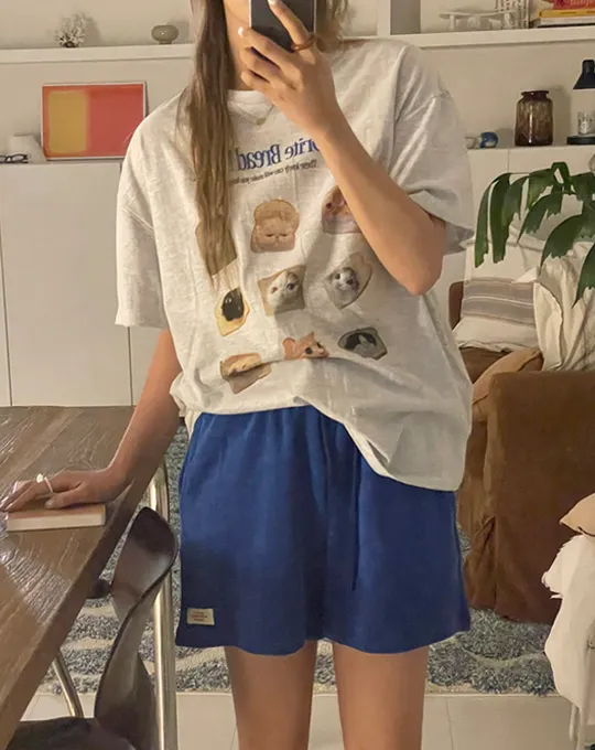 ラウンドネック半袖オーバーサイズプリントTシャツ | twobing | 詳細画像1