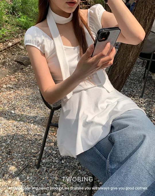 2WAYオフショルダー半袖無地ワンピーススカーフ | twobing | 詳細画像1