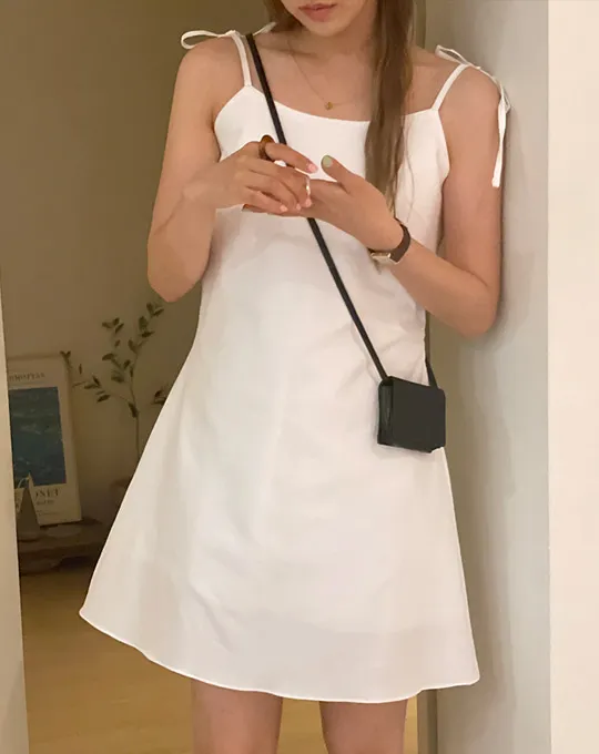 リボンミニ無地キャミワンピース | twobing | 詳細画像3