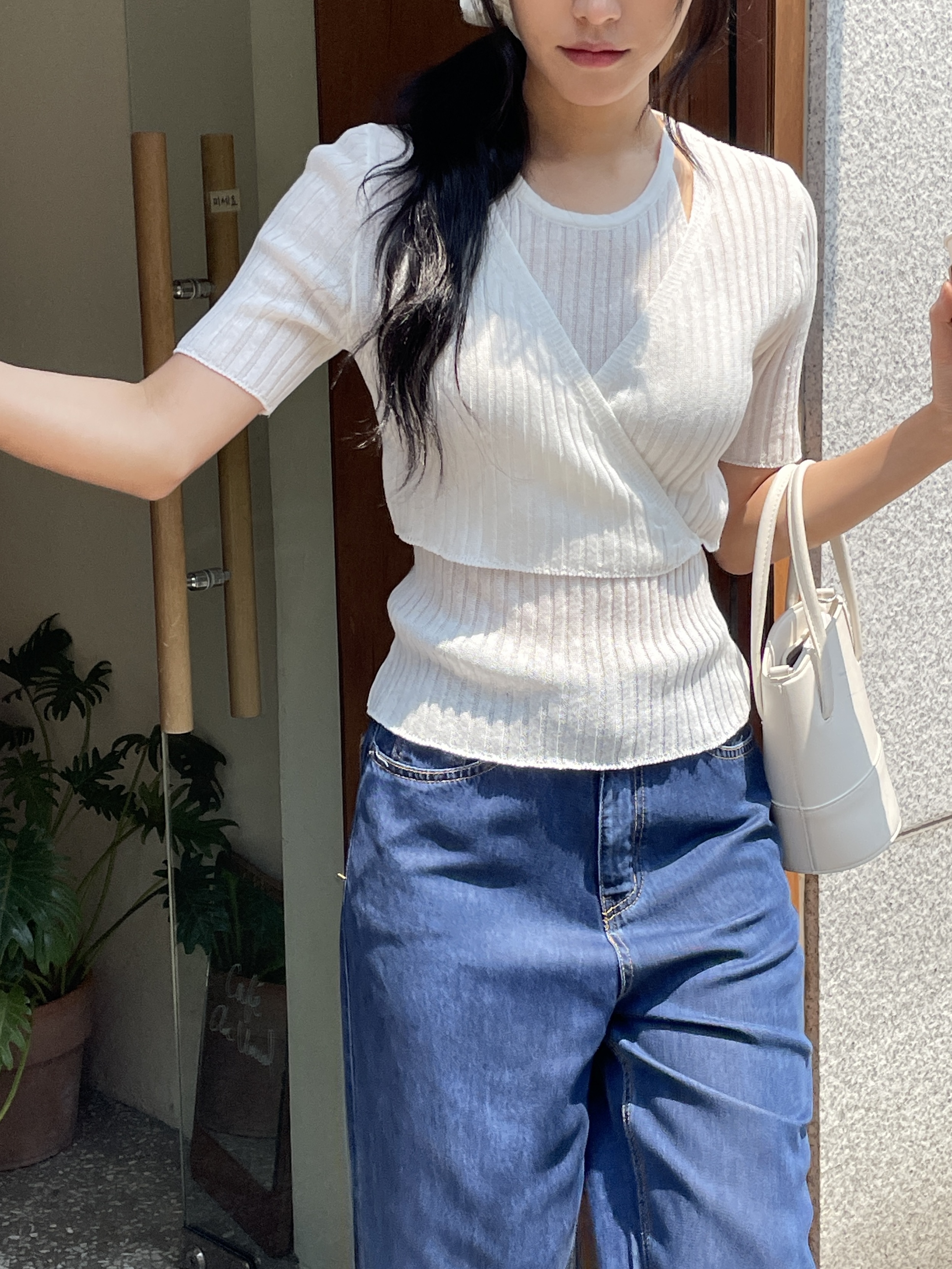 ラップレイヤード風半袖ニット | 詳細画像6