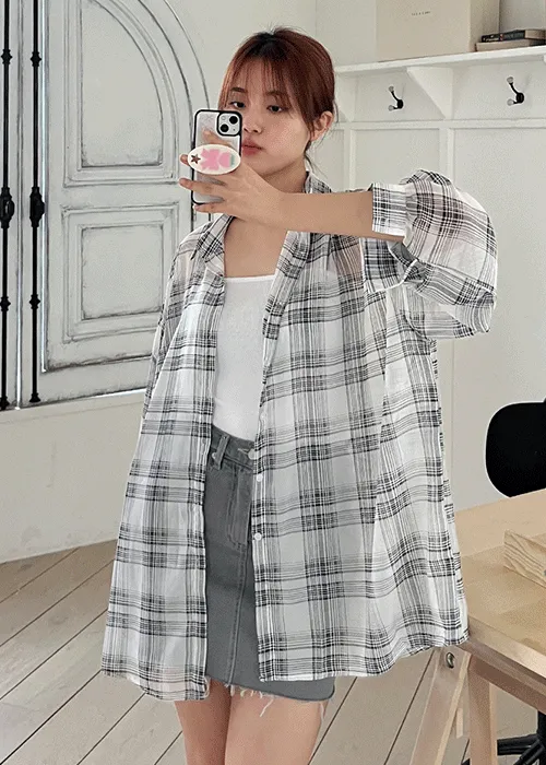 シースルーボタンボクシービッグチェックシャツ | ALL FIT CLOSET | 詳細画像1