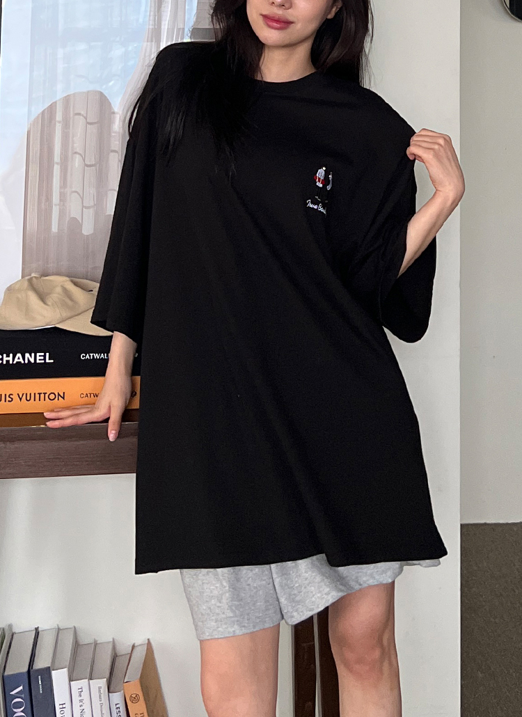 フォクシー 刺繍ロゴ 半袖 カットソー ブラック 38 ボクシー刺繍ビッグTシャツ | レディースファッション通販 - DHOLIC