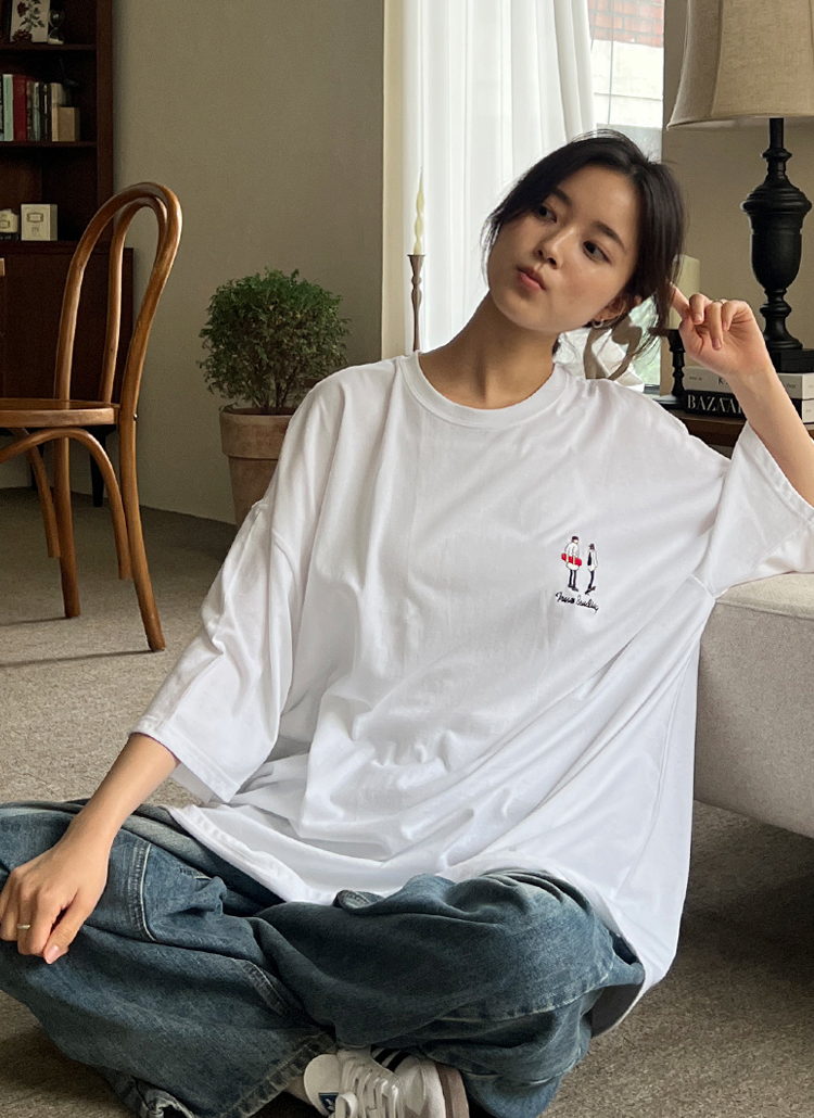 未使用級✨フォクシー ロゴ刺繍入り コットン 半袖Tシャツ 白 40 ボクシー刺繍ビッグTシャツ | レディースファッション通販 - DHOLIC