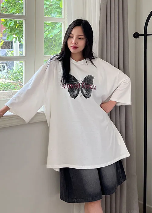 ボクシービッグラウンドネックプリントTシャツ | ALL FIT CLOSET | 詳細画像1