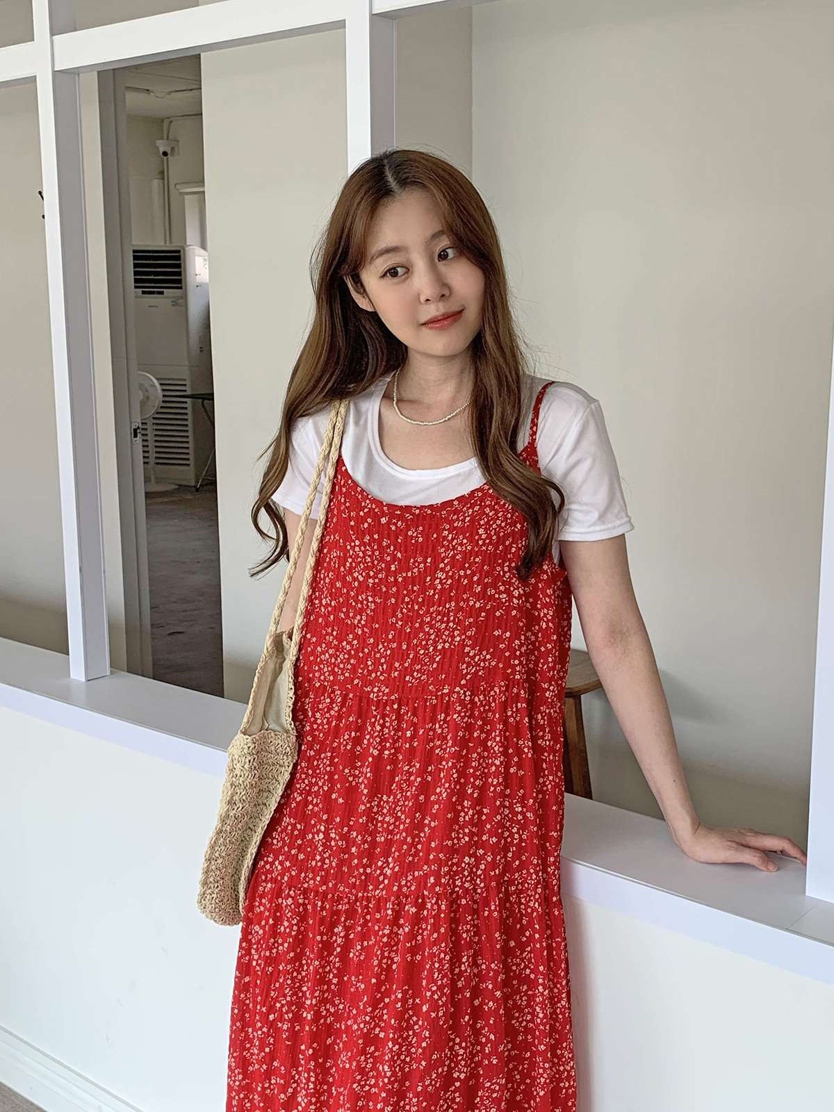 ラウンドネックロング小花柄カラーツーピースTシャツ | 詳細画像27