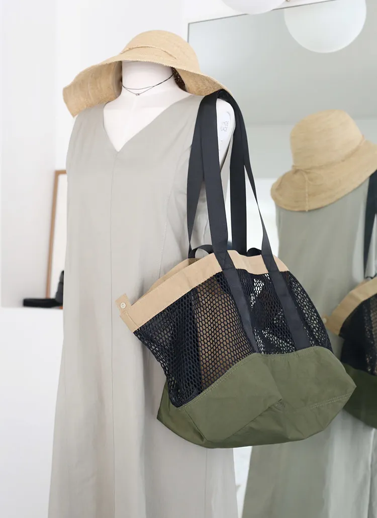 リバーシブルネット配色トートバッグ | whosbag | 詳細画像1