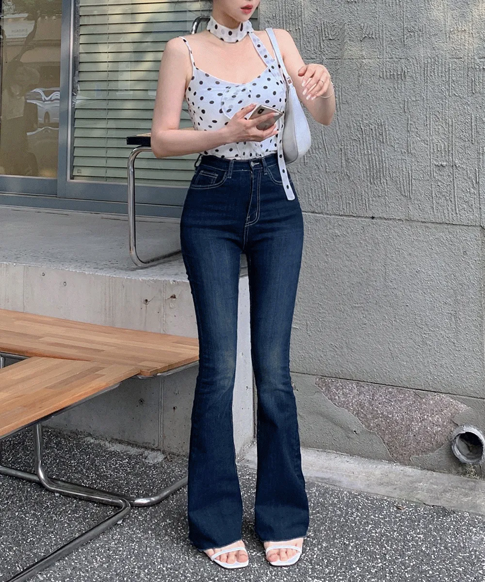 ブーツカットディープブルーデニムパンツ | wannabemuse | 詳細画像1