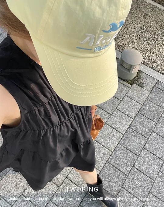 Aラインシャーリング無地ノースリワンピース | twobing | 詳細画像5