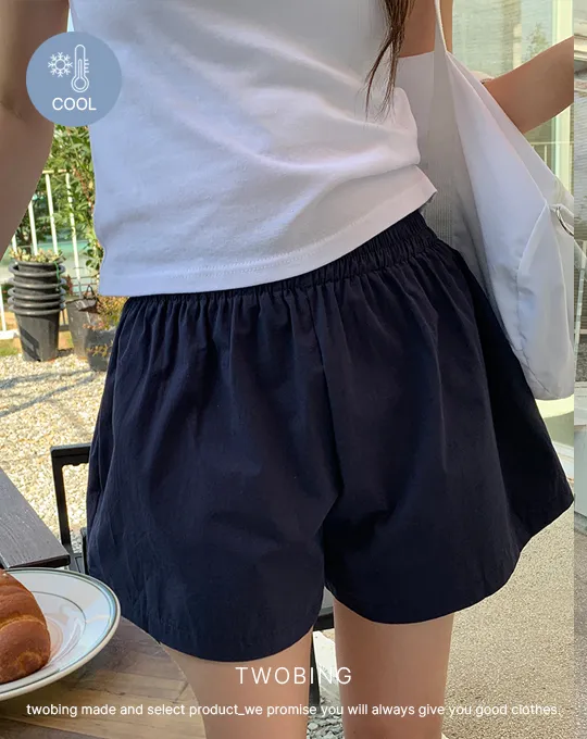 ウエストゴムベーシックカラーハーフパンツ | twobing | 詳細画像1