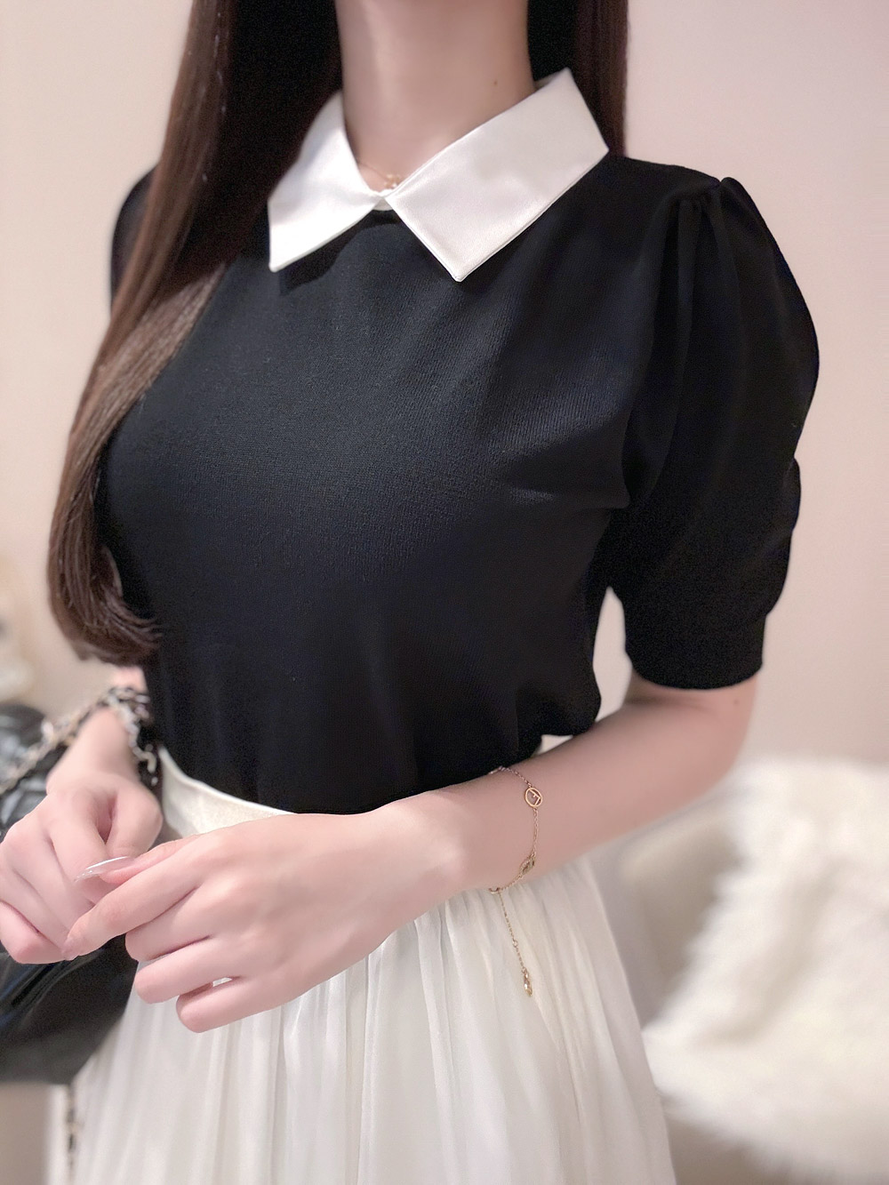 配色カラーパフスリーブニット | 詳細画像5