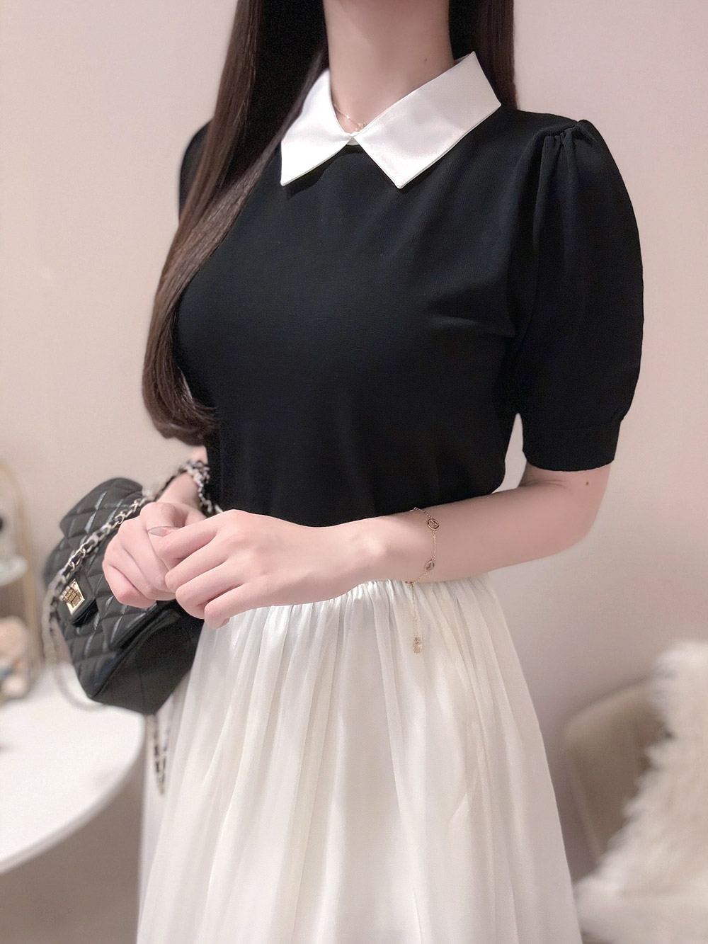 配色カラーパフスリーブニット | 詳細画像6